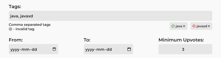 A screenshot of the UI with a tag error